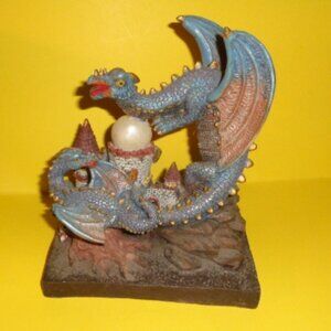Hand Painted Dragon Figure Mythology, Solid Resin 7 x 5"